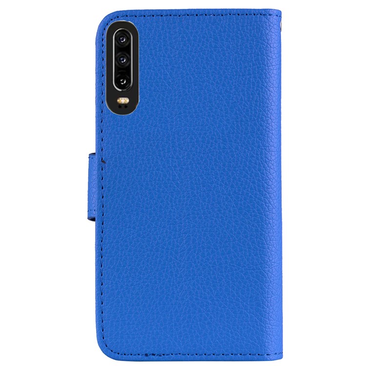 Carteira De Pele Lichia Estojo De Couro Para Huawei P30 - Azul-4