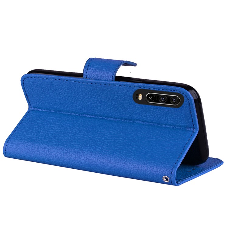 Litchi Skin Wallet Leather Stand Case for Huawei P30 - Blue-7