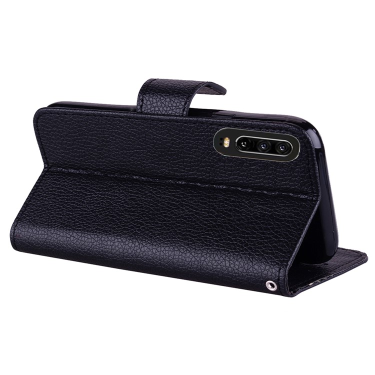 Litchi Skin Wallet Leather Stand Case for Huawei P30 - Black-5