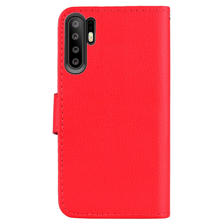 Litchi Skin Wallet Leather Stand Case for Huawei P30 Pro - Red-4