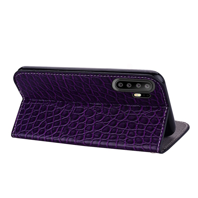 Glittery Sequins PU Leather Case Auto-absorbed Phone Cover for Huawei P30 Pro - Purple-8