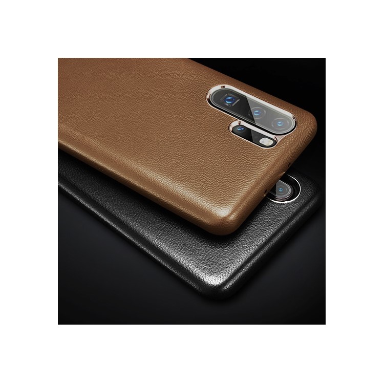 XOOMZ Luxury Genuine Leather Coated PC Mobile Cover for Huawei P30 Pro - Brown-2