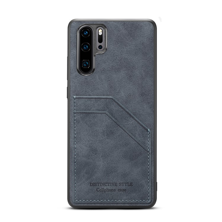 Dual Card Slot PU Leather Coated TPU Mobile Phone Cover Case for Huawei P30 Pro - Grey-3