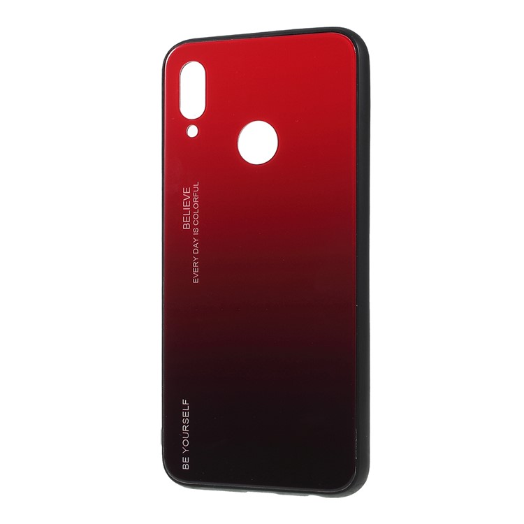 For Huawei Honor 10 Lite Gradient Color Glass + PC + TPU Hybrid Case - Red / Black-6