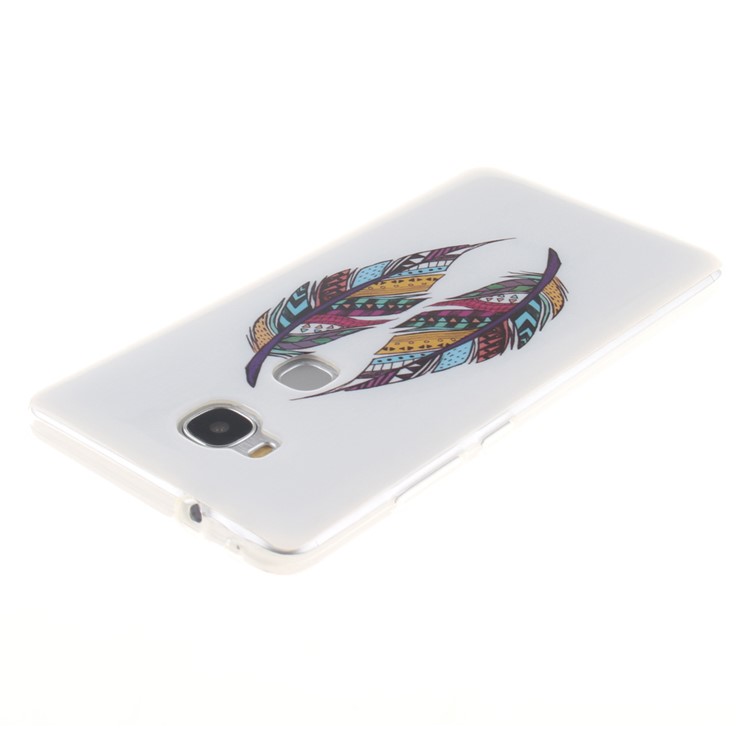 Soft TPU IMD Gel Cover for Huawei Honor Play 5X/Honor 5X - Colorful Feathers-4