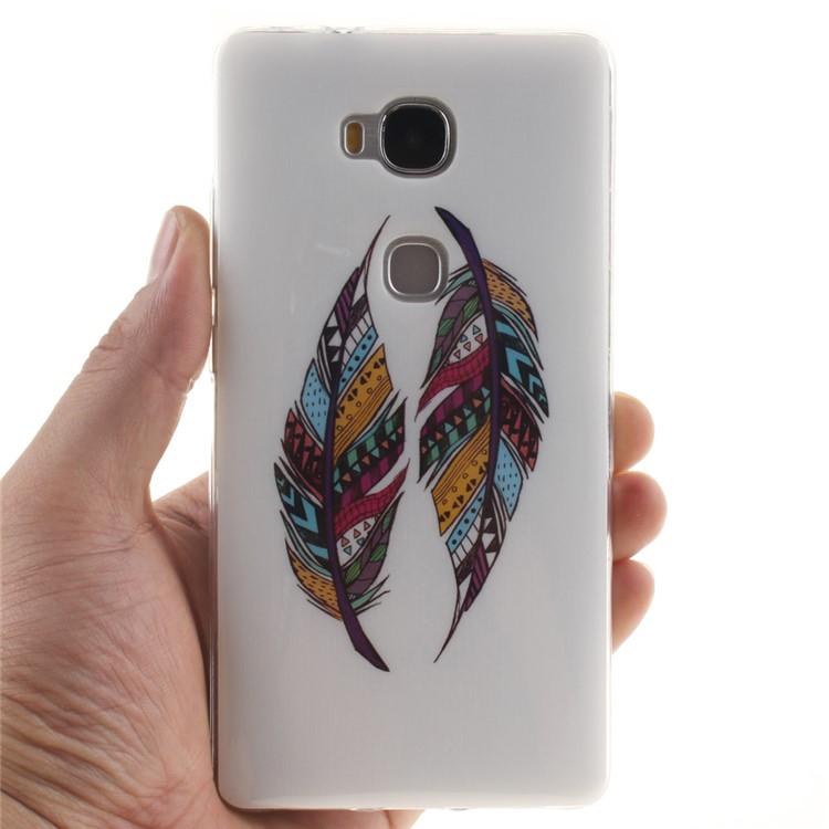 Soft TPU IMD Gel Cover for Huawei Honor Play 5X/Honor 5X - Colorful Feathers-5