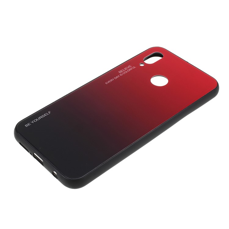 Для Huawei P20 Lite / Nova 3e Gradient Color Glass + PC + TPU Гибридный Чехол - Красный / Чернить