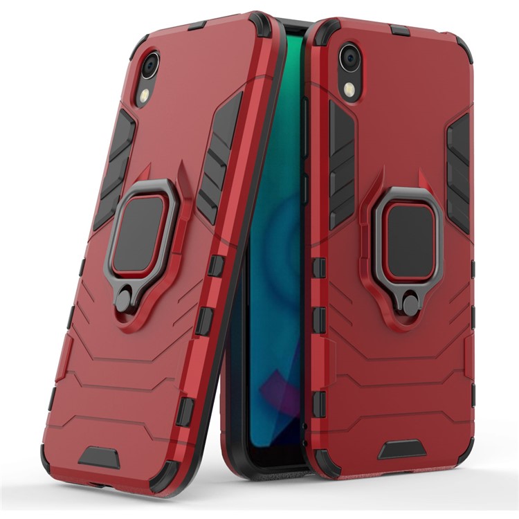 Cool Guard Ring Holder Kickstand PC TPU Hybrid Case for Huawei Honor 8S / Y5 (2019) - Red-1