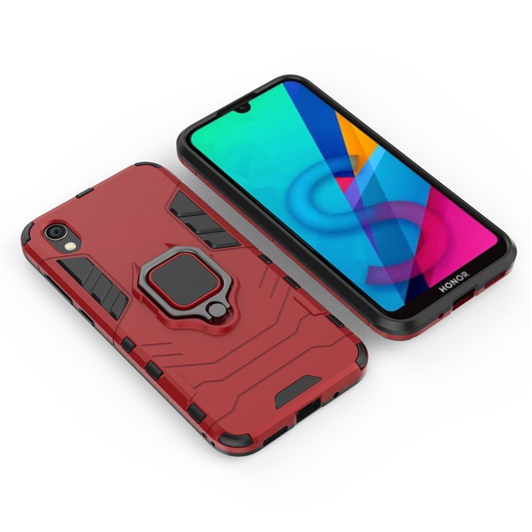 Cool Guard Ring Holder Kickstand PC TPU Hybrid Case for Huawei Honor 8S / Y5 (2019) - Red-3