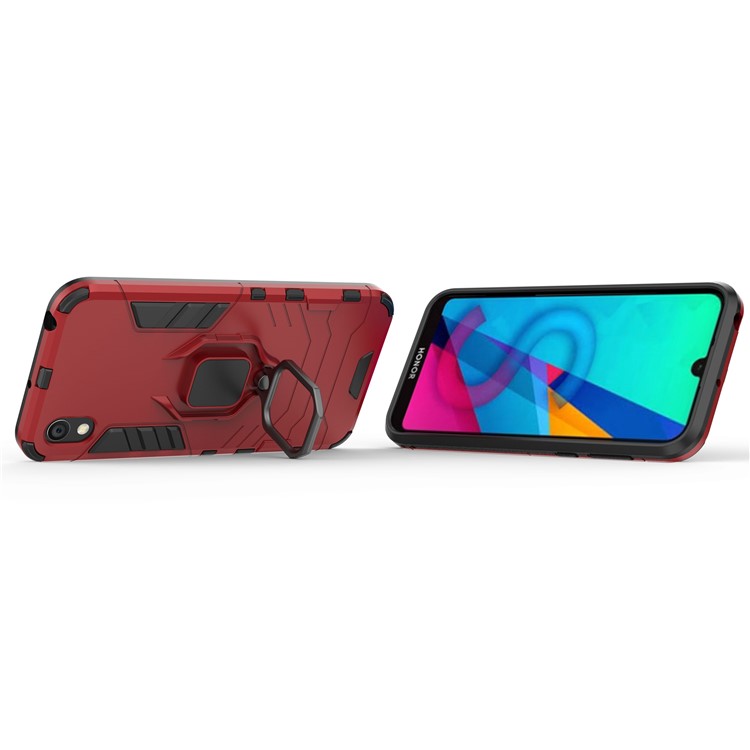 Cool Guard Ring Holder Kickstand PC TPU Hybrid Case for Huawei Honor 8S / Y5 (2019) - Red-4