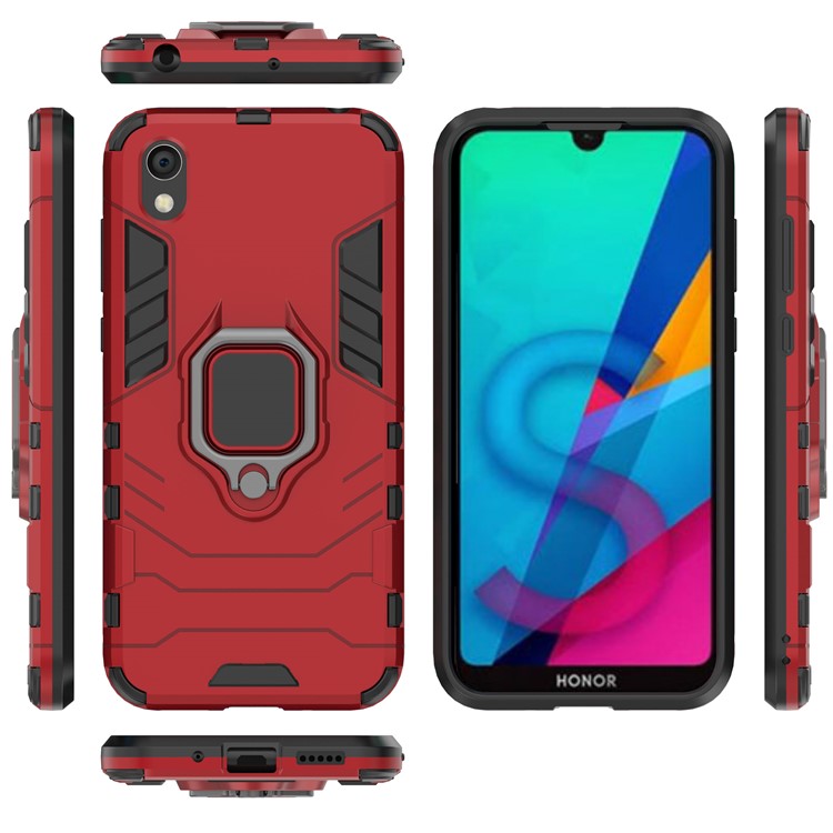 Cool Guard Ring Holder Kickstand PC TPU Hybrid Case for Huawei Honor 8S / Y5 (2019) - Red-5