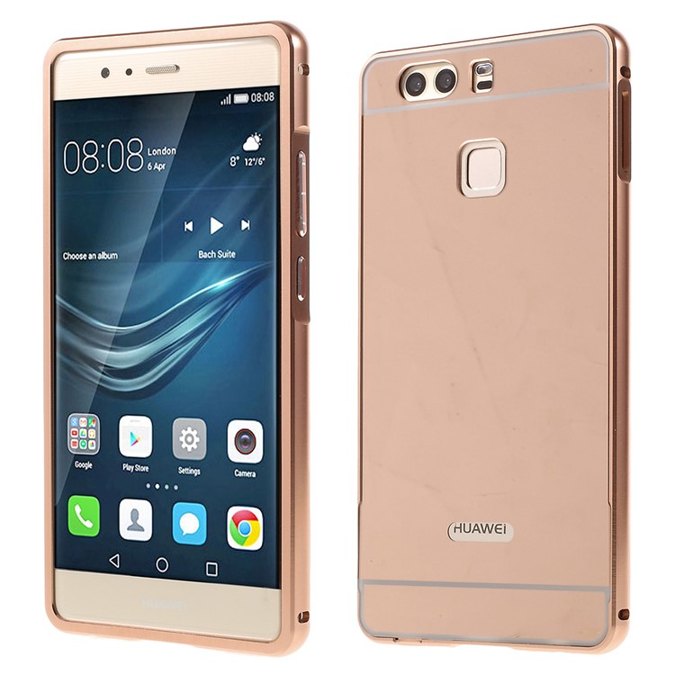 Sliding Metal Frame Plastic Case Shell for Huawei P9 - Rose Gold-1