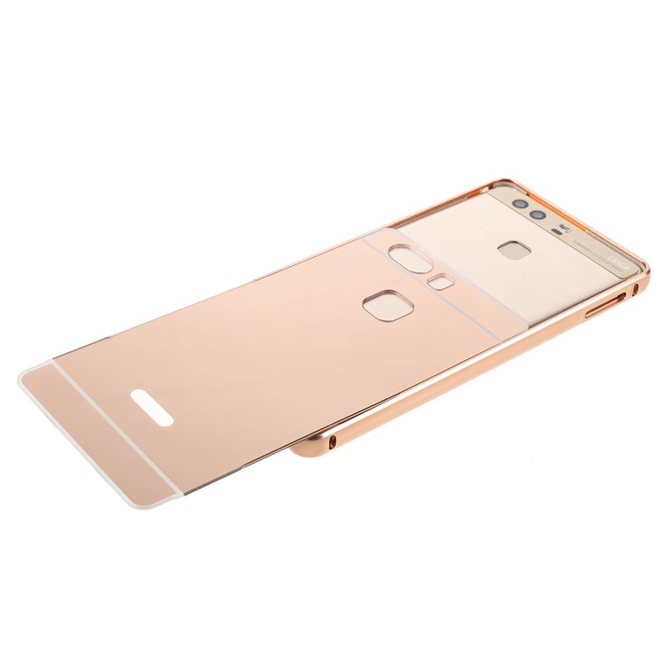 Sliding Metal Frame Plastic Case Shell for Huawei P9 - Rose Gold-4