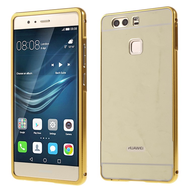 Sliding Metal Frame Plastic Shell for Huawei P9 - Champagne Gold-1