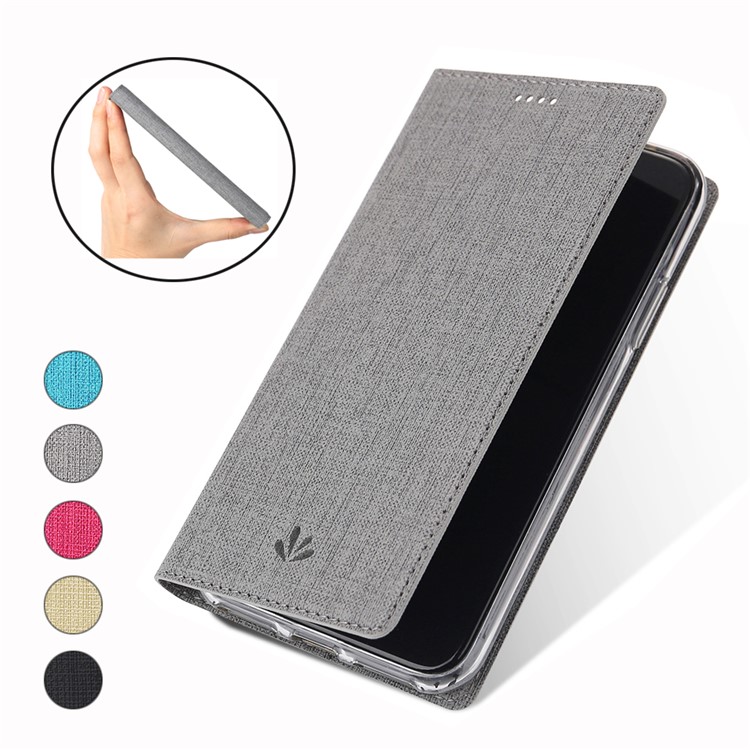 VILI DMX Cross Textre Texture Court de Cartre de Cardre Couverture Pour Huawei Y6 (2019, Avec Capteur D'empreintes Digitales) / Y6 Prime (2019) / Honor 8A - Gris