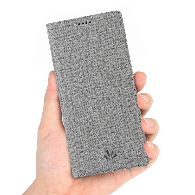 Vili DMX Cross Texture Leder Kartenhalter -standschutz Für Huawei Y6 (2019, Mit Fingerabdrucksensor)/ Y6 Prime (2019)/ Honor 8a - Grau