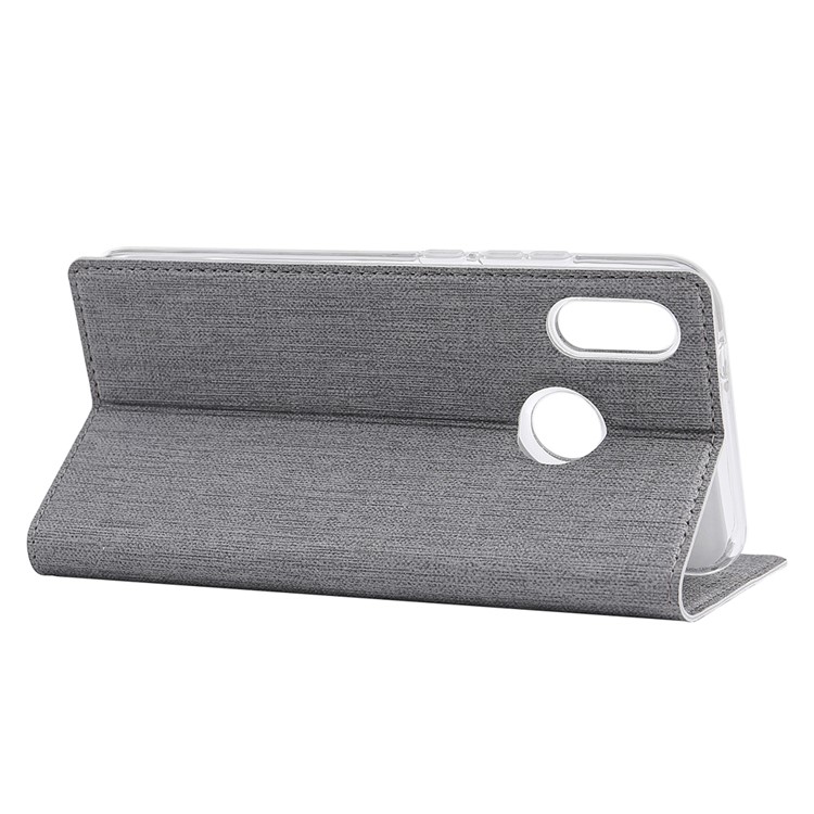 Coperchio Del Supporto Per Carta in Pelle VILI DMX Cross Texture Per Huawei Y6 (2019, Con Sensore di Impronte Digitali)/ Y6 Prime (2019)/ Honor 8A - Grigio