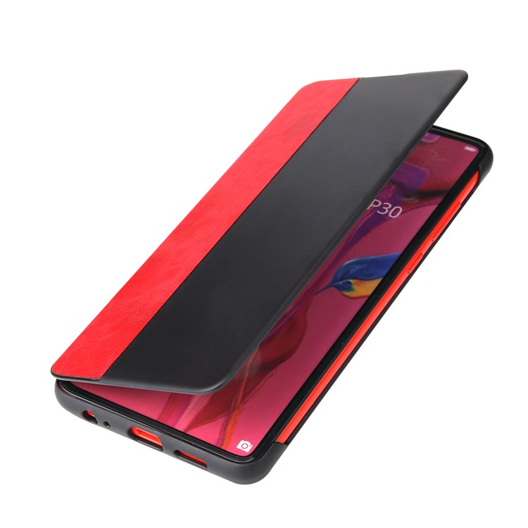 QIALINO View Window Crazy Horse Texture PU Leather Smart Case for Huawei P30 Pro - Red-2