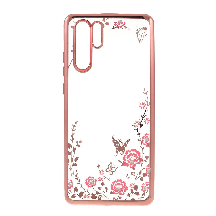 Electroplated Rhinestone TPU Case for Huawei P30 Pro - Rose Gold-1