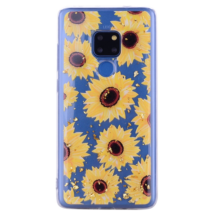 Glitter Sequins Inlaid Pattern Printing TPU Case for Huawei Mate 20 - Sunflowers-4