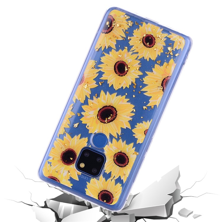 Glitter Sequins Inlaid Pattern Printing TPU Case for Huawei Mate 20 - Sunflowers-7