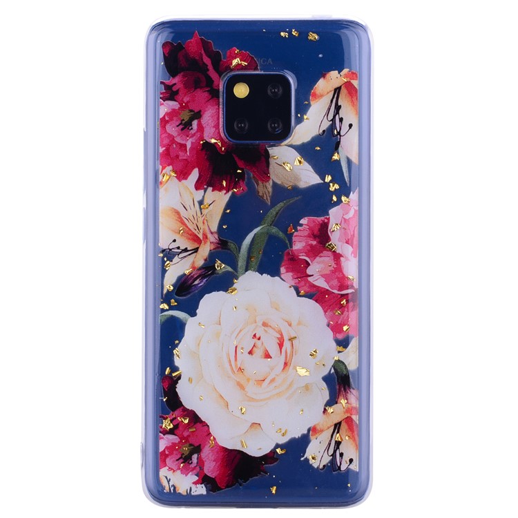 Glitter Sequins Inlaid Pattern Printing TPU Case for Huawei Mate 20 Pro - Pretty Flowers-4