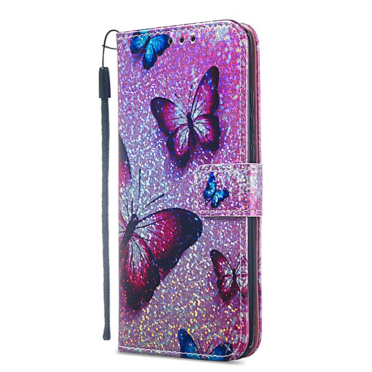 Pattern Printing Glitter Sequins Leather Wallet Case for Huawei P Smart (2019) / Nova Lite 3 / Honor 10 Lite - Butterfly-4