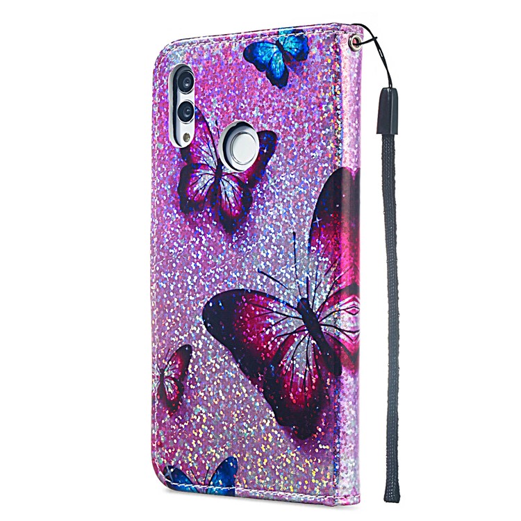 Pattern Printing Glitter Sequins Leather Wallet Case for Huawei P Smart (2019) / Nova Lite 3 / Honor 10 Lite - Butterfly-5