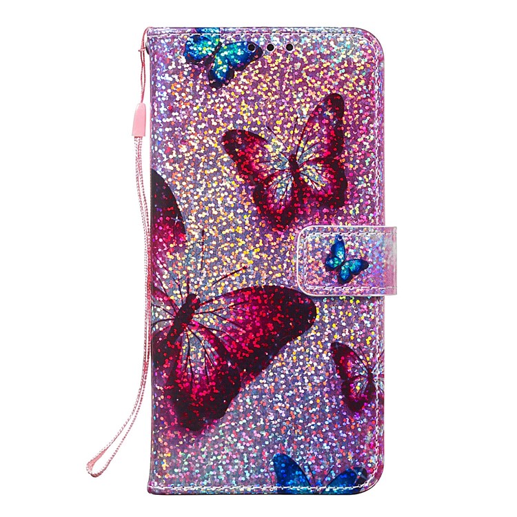 Pattern Printing Glitter Sequins Leather Wallet Case for Huawei P Smart (2019) / Nova Lite 3 / Honor 10 Lite - Butterfly-8