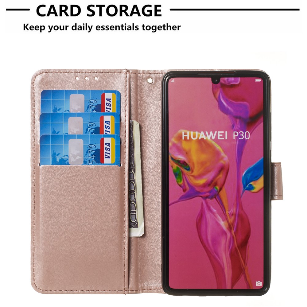 Wallet Leather Stand Case for Huawei P30 - Rose Gold-4