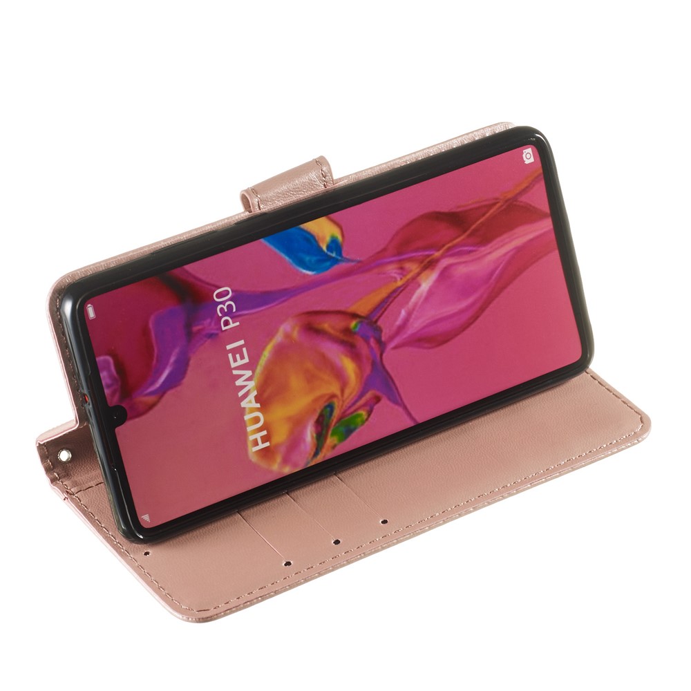 Wallet Leather Stand Case for Huawei P30 - Rose Gold-6