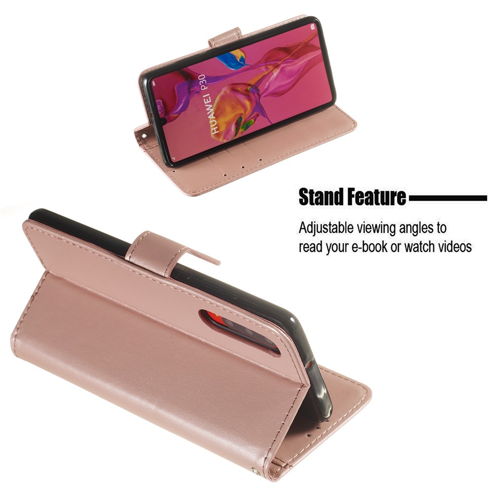 Wallet Leather Stand Case for Huawei P30 - Rose Gold-7