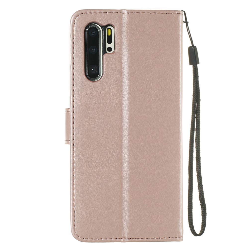 Solid Color Leather Wallet Stand Phone Case Cover for Huawei P30 Pro - Light Pink-3