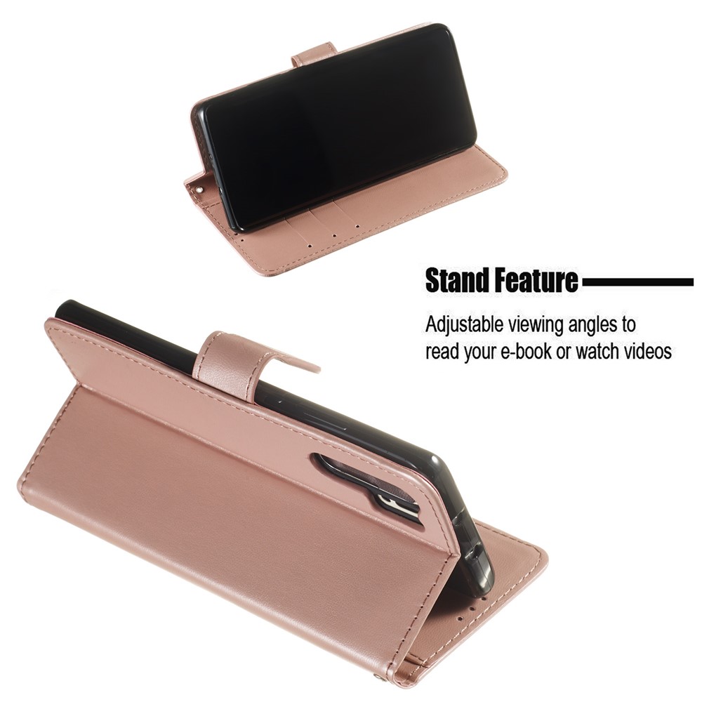 Solid Color Leather Wallet Stand Phone Case Cover for Huawei P30 Pro - Light Pink-7