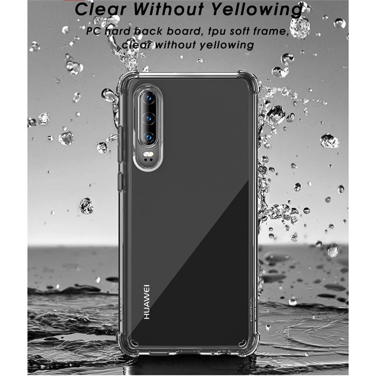 IPAKY Drop-resistant Clear TPU + PC Phone Shell for Huawei P30 - Transparent White-2