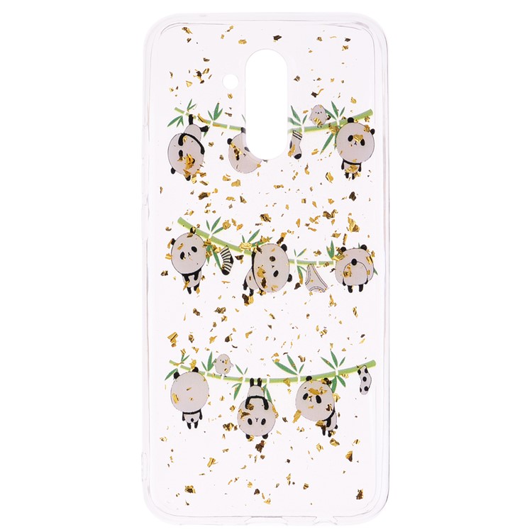 Glitter Sequins Inlaid Patterned Painting Soft TPU Case for Huawei Mate 20 Lite - Panda and Bamboo-2