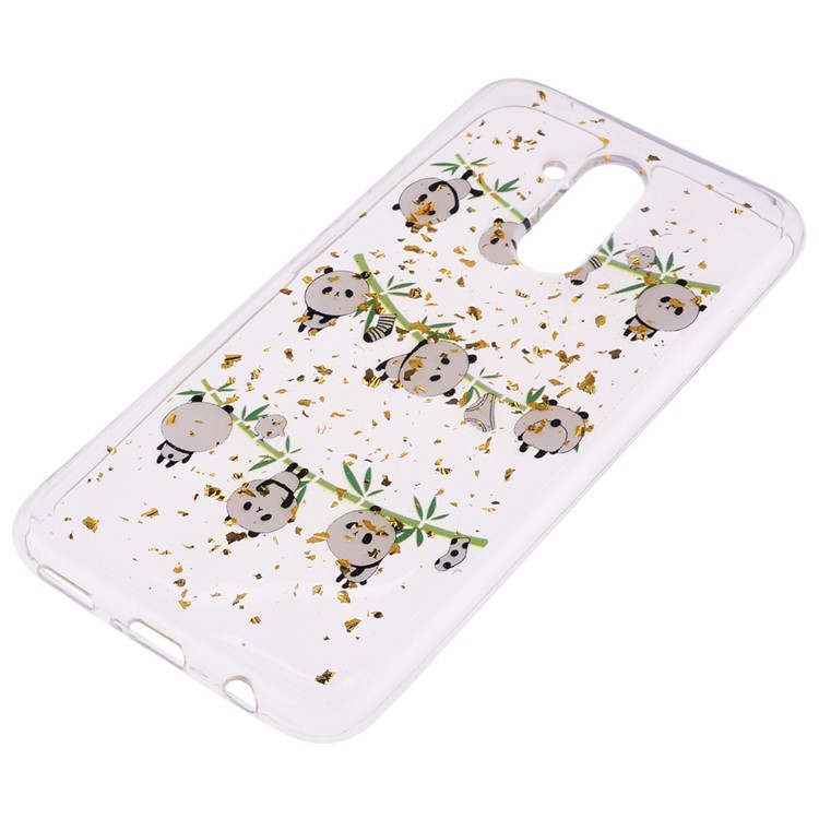 Glitter Sequins Inlaid Patterned Painting Soft TPU Case for Huawei Mate 20 Lite - Panda and Bamboo-3