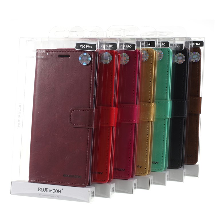 MERCURY GOOSPERY Blue Moon Leather Wallet Case for Huawei P30 Pro - Wine Red-10