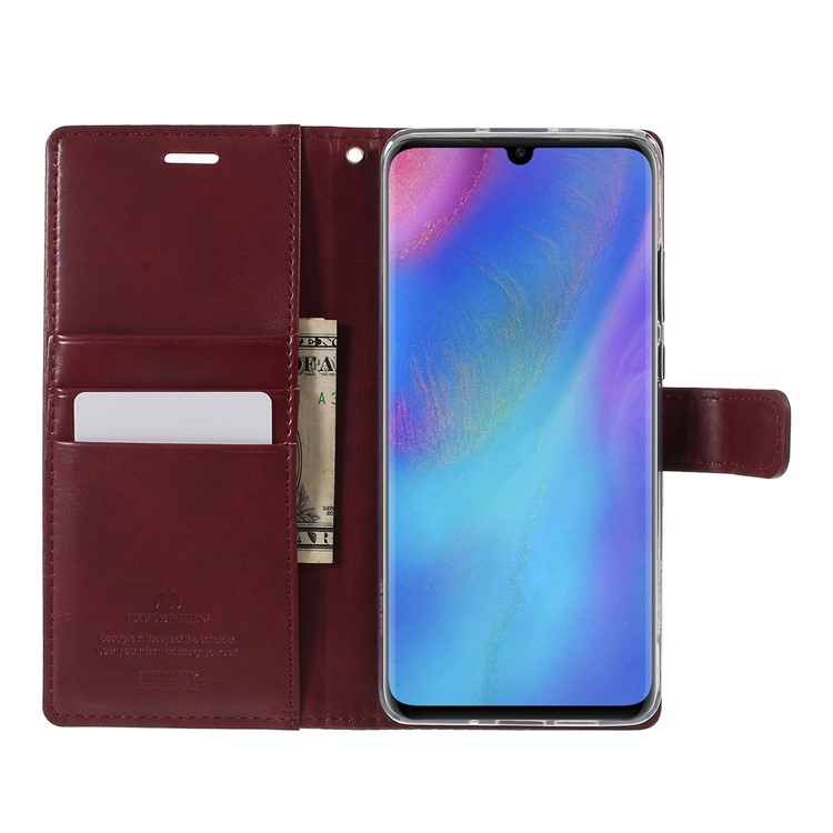 MERCURY GOOSPERY Blue Moon Leather Wallet Case for Huawei P30 Pro - Wine Red-8