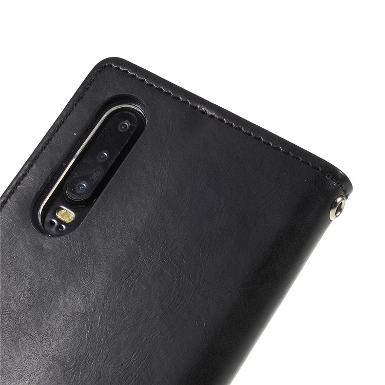 MERCURY GOOSPERY Blue Moon Leather Wallet Casing for Huawei P30 - Black-5