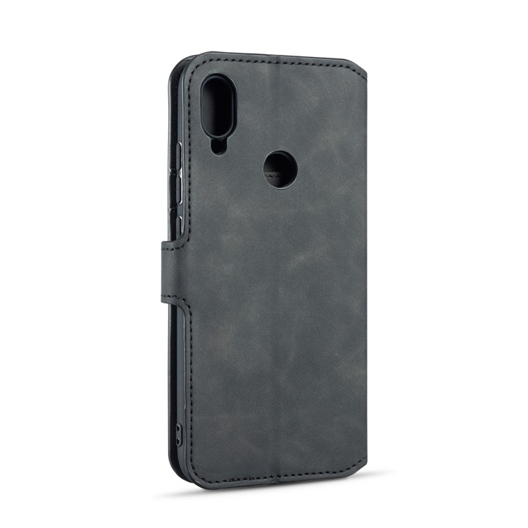 DG.MING Retro Style PU Leather Wallet Phone Case for Huawei Y6 (2019, with Fingerprint Sensor) / Y6 Prime (2019) - Black-5