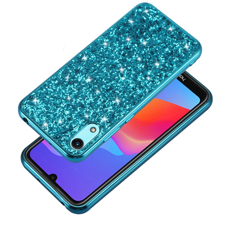 Shiny Sparkle Star Glittery Sequins PC+TPU Material Cover for Huawei Y6 (2019, without Fingerprint Sensor) / Y6 Pro (2019) - Cyan-3