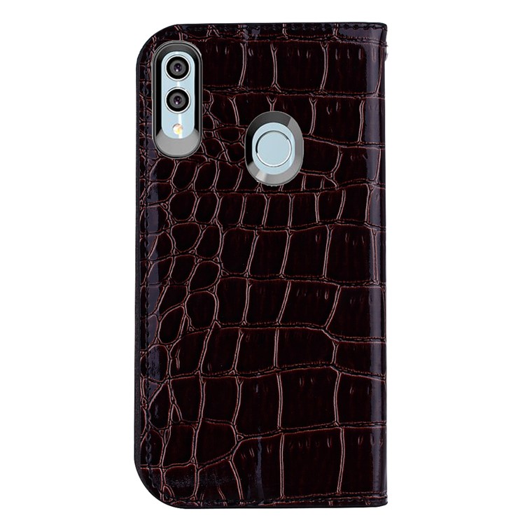 Crocodile Texture Glittery Sequins Splicing PU Leather Auto-absorbed Case for Huawei P Smart (2019) / Nova Lite 3 - Black-4