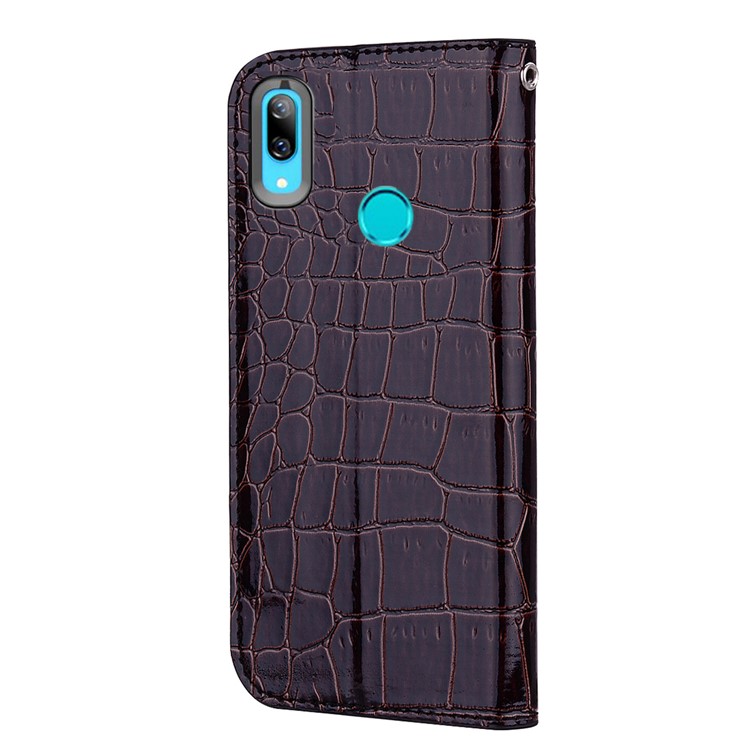 Crocodile Texture Glittery Sequins Splicing PU Leather Auto-absorbed Case for Huawei Y7 Pro (2019) - Black-5