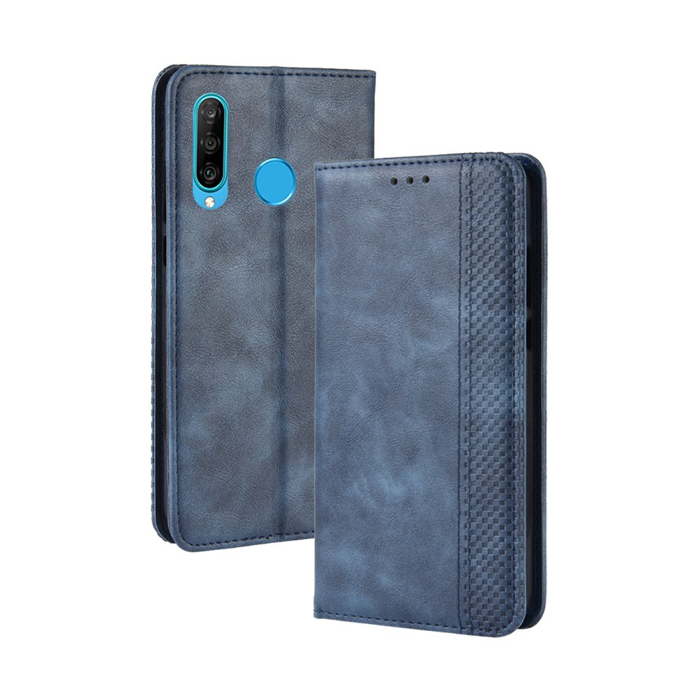 Vintage Style Leather Wallet Case for Huawei Honor 20 Lite - Blue-2
