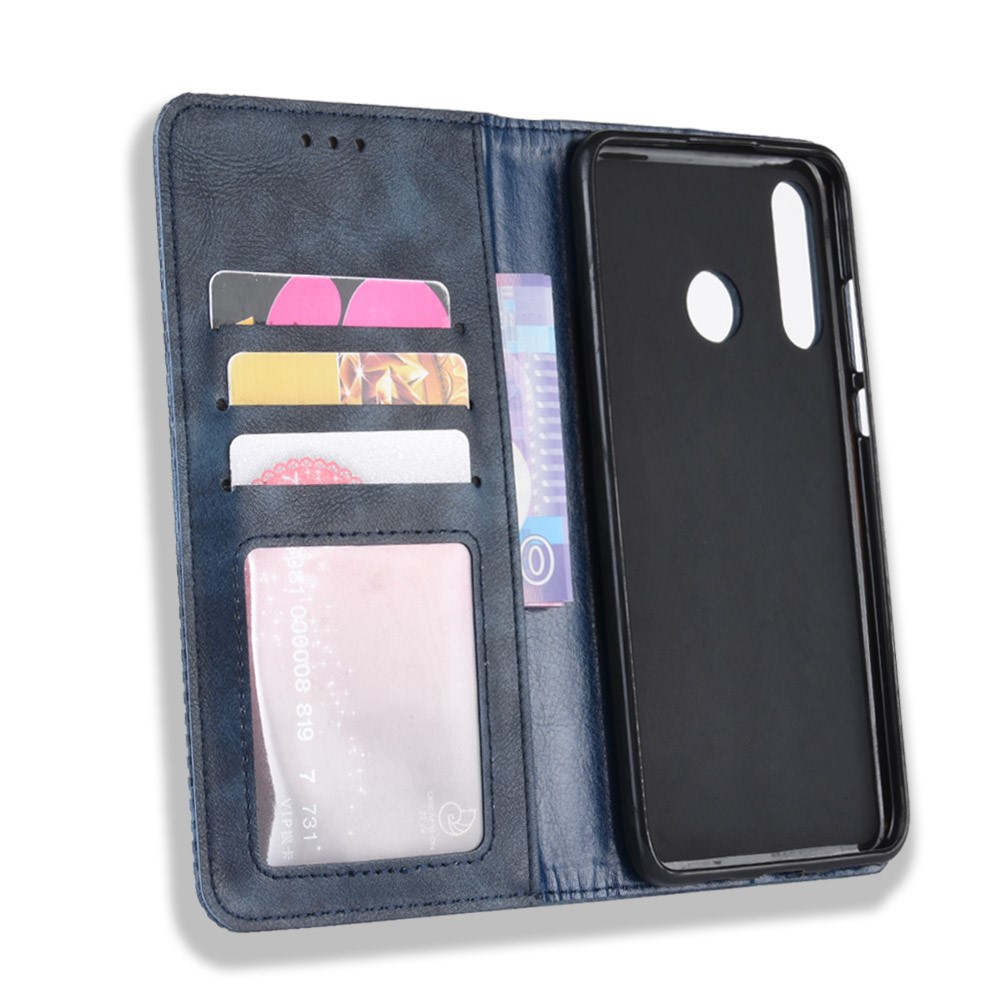 Vintage Style Leather Wallet Case for Huawei Honor 20 Lite - Blue-4