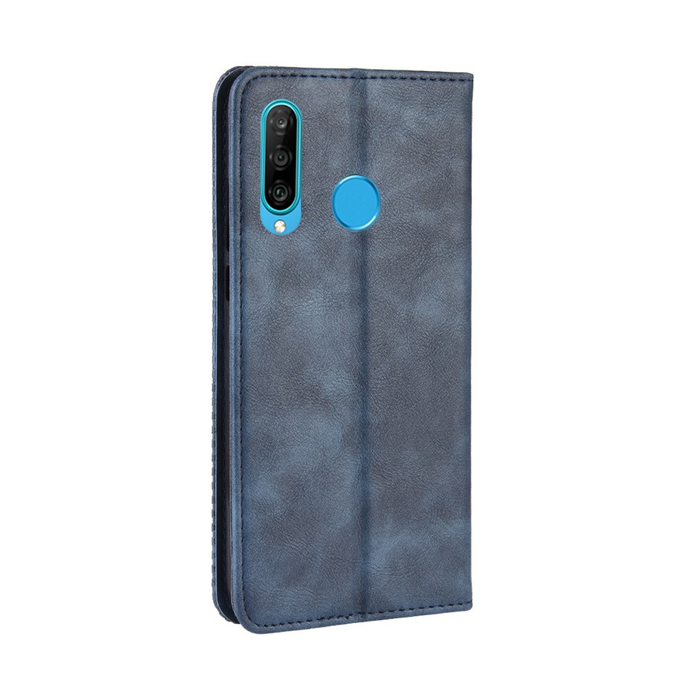 Vintage Style Leather Wallet Case for Huawei Honor 20 Lite - Blue-7
