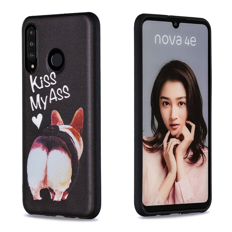Embossment Patterned TPU Case Accessory for Huawei P30 Lite / nova 4e - Kiss My Ass-2