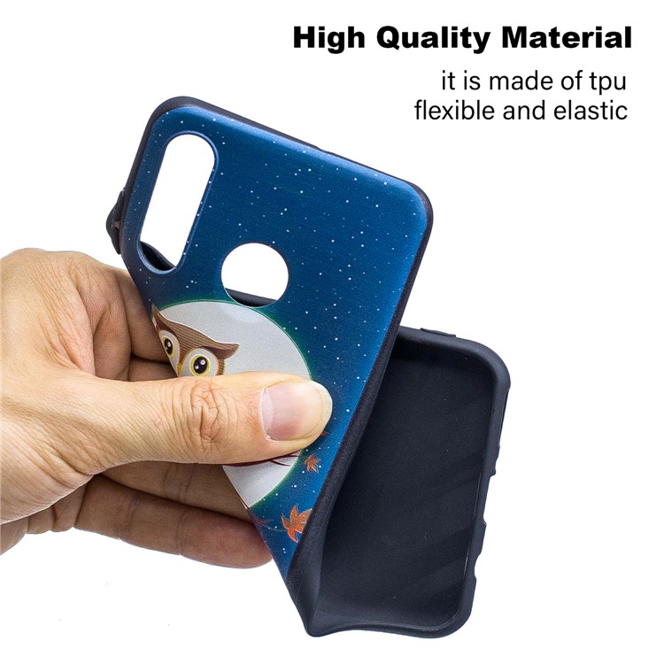Accesorio De Caja De TPU Estampado En Relieve Para Huawei P30 Lite / nova 4e - Búho Luna Estrellas-6