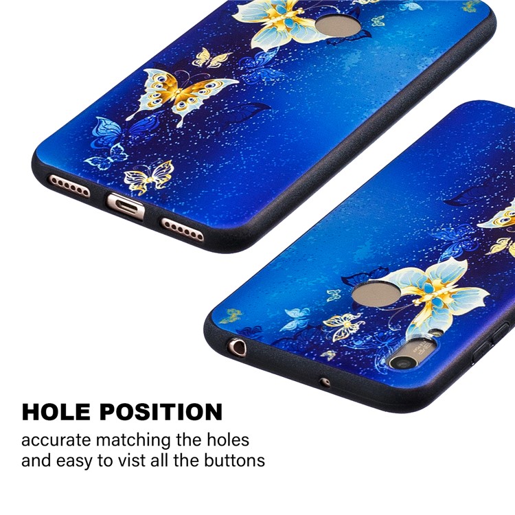 Embossment Patterned TPU Case Accessory for Huawei 	Y6 (2019, with Fingerprint Sensor) / Y6 Prime (2019) / Honor 8A - Blue Butterfly-4